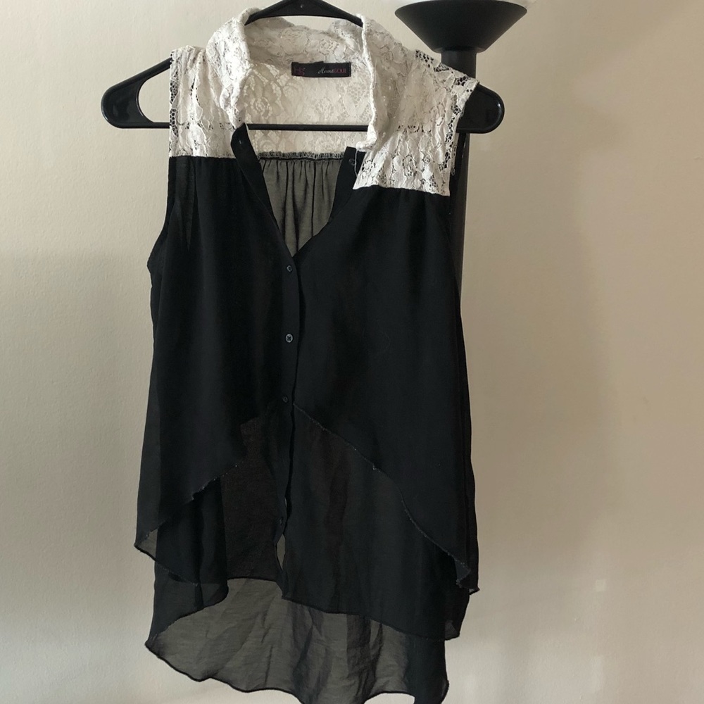 Black and white lace tank top